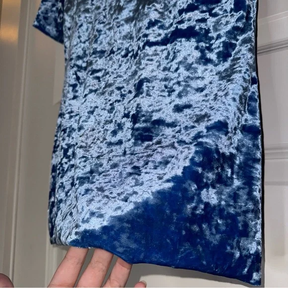 Tibi Baby Blue Crushed Velvet Stretch T-Shirt - Picture 3 of 9